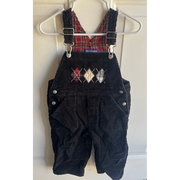90's The Children's Place Baby Boys Corduroy Overalls and Flannel Holiday Set‎ - Picture 6 of 7